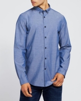 Dunnes Stores  Long-Sleeved Slim Fit Chambray Shirt