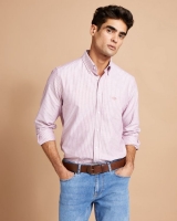 Dunnes Stores  Paul Costelloe Living Pink Stripe Stretch Oxford Shirt