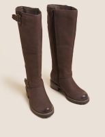 Marks and Spencer M&s Collection Wide Fit Leather Chunky Knee High Boots