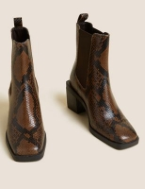 M&s Collection Leather Block Heel Ankle Boots