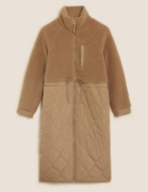 Marks and Spencer M&s Collection Borg Quilted Drawstring Waist Parka Coat