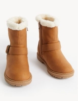 Marks and Spencer M&s Collection Kids Faux Fur Lined Buckle Ankle Boots (4 Small - 13 Small)