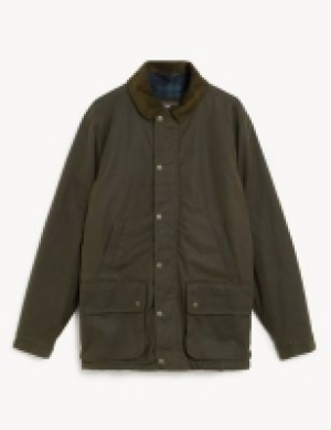 M&s Collection Pure Cotton Wax Jacket with Stormwear