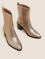 Marks and Spencer Per Una Leather Western Block Heel Ankle Boots
