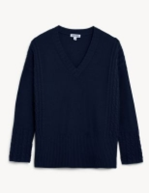 Marks and Spencer Jaeger Wool Rich V-Neck Jumper with Cashmere