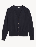 Marks and Spencer Jaeger Merino Wool Rich V-Neck Cardigan with Silk