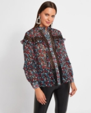 Savida Ruffle And Lace Print Blouse
