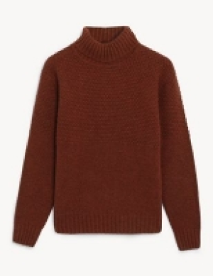 Jaeger Pure Lambswool Textured Roll Neck Jumper