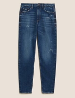 Marks and Spencer M&s Collection Tapered Fit Cotton Rich Ripped Stretch Jeans