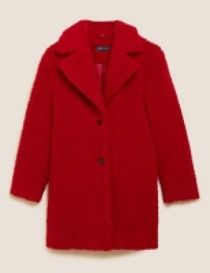 M&s Collection Teddy Textured Single Breasted Relaxed Coat