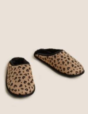 M&s Collection Leopard Print Faux Fur Lined Mule Slippers