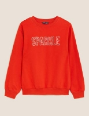 Marks and Spencer M&s Collection Cotton Rich Sparkle Sweatshirt