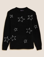 Marks and Spencer M&s Collection Sparkly Star Crew Neck Jumper