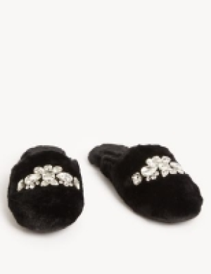 M&s Collection Faux Fur Mule Slippers