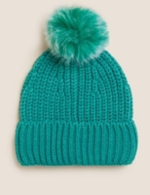 Marks and Spencer M&s Collection Knitted Faux Fur Pom Hat