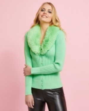 Dunnes Stores  Savida Fur Collar Cardigan