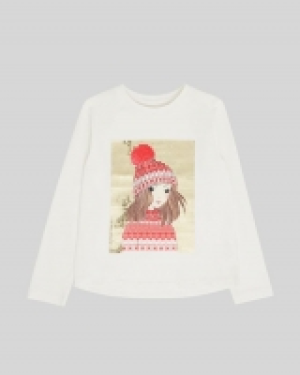 Embellished Print Long-Sleeved Top (3-8 years)