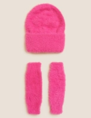 M&s Collection Fluffy Hat & Gloves Gift Set