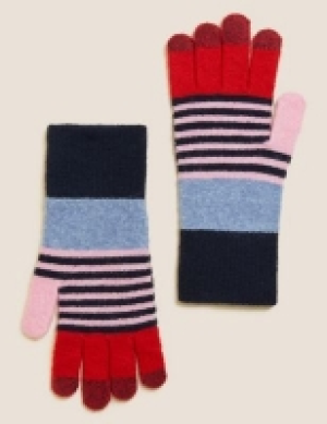 M&s Collection Knitted Striped Gloves