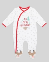 Dunnes Stores  Christmas Velour Sleepsuit (Newborn-12 months)