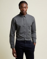 Dunnes Stores  Regular Fit Long Sleeve Oxford Print Shirt