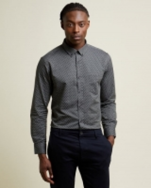 Regular Fit Long Sleeve Oxford Print Shirt