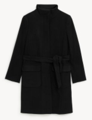 M&s Collection Belted Funnel Neck Trench Coat