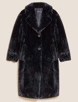 Marks and Spencer M&s Collection Faux Fur Collared Relaxed Longline Coat