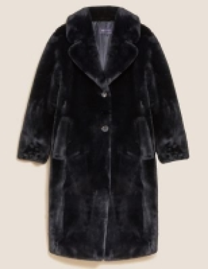 M&s Collection Faux Fur Collared Relaxed Longline Coat