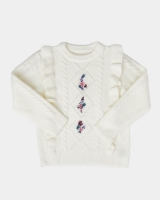 Dunnes Stores  Embroidered Frill Knit Jumper (3-10 years)