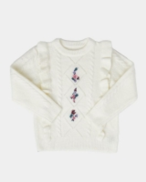 Dunnes Stores  Embroidered Frill Knit Jumper (3-10 years)