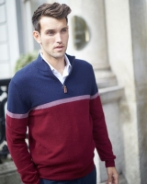 Dunnes Stores  Paul Costelloe Living Cashmere 1/4 Zip Stripe Jumper