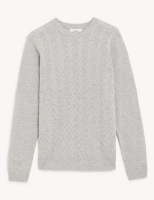 Marks and Spencer M&s Collection Pure Lambswool Cable Knit Crew Neck Jumper