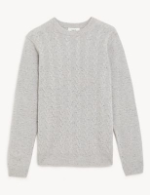 Marks and Spencer M&s Collection Pure Lambswool Cable Knit Crew Neck Jumper