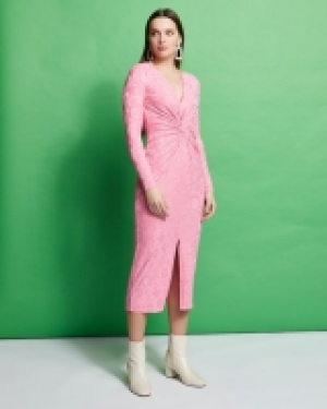 Savida Jacquard Body Con Jersey Twist Front Dress