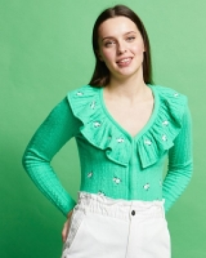 Savida Jeanne Embroidered Frill Cardigan