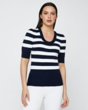 Dunnes Stores  Savida Scoop Neck Striped Jumper
