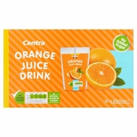 Centra  CENTRA NO ADDED SUGAR ORANGE POUCH 10 PACK 200ML