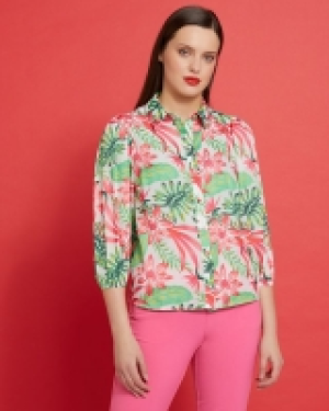 Dunnes Stores  Savida Tropical Leaf Burnout Blouse