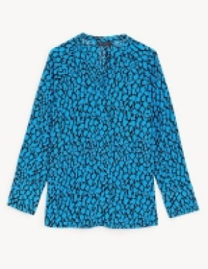 Marks and Spencer M&s Collection Printed V-Neck Oversized Popover Blouse