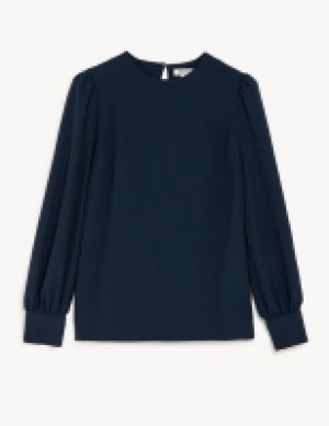 Jaeger Round Neck Button Detail Top