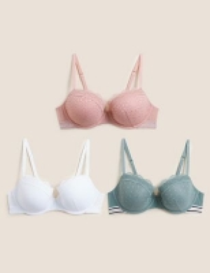 Marks and Spencer M&s Collection 3pk Lace & Mesh Wired Balcony Bras A-E