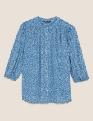Marks and Spencer M&s Collection Floral Button Detail 3/4 Sleeve Blouse