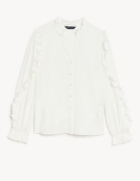 Marks and Spencer M&s Collection V-Neck Frill Detail Button Through Blouse