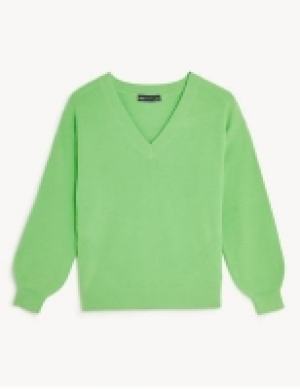 M&s Collection Soft Touch Ribbed V-Neck Relaxed Jumper
