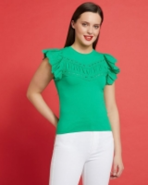 Savida Lace Front Frill Sleeve T-Shirt