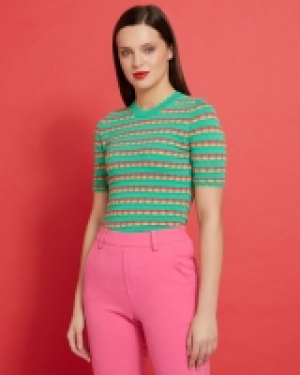 Savida Crochet Stripe Knit Jumper