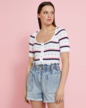 Savida Stripe Square Neck Jewel Jumper