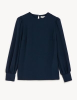 Marks and Spencer Jaeger Round Neck Button Detail Top