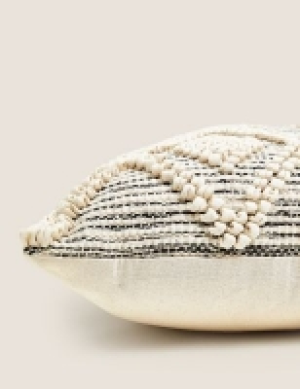 M&s Collection Pure Cotton Macramé Tufted Diamond Cushion